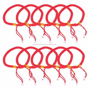 Premium Quality <b>Braided</b> Lucky Red String <b>Beaded</b> Handmade Adjustable Bracelet Rope Cord - Product Image 1