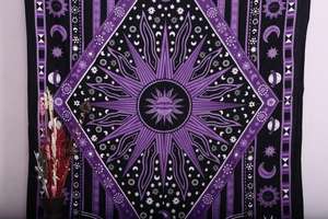 Colcha colgante de pared de algodón púrpura decoración Bohemia para el hogar con estampado Burning Sun Mandala patrón Floral para el día de Navidad - Product Image 2