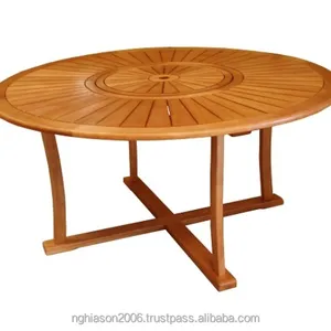 Modern Round Acacia Wood Luxury Dining Table From Vietnam For Outdoor Or Kitchen Use For Park Camping Villa Furniture