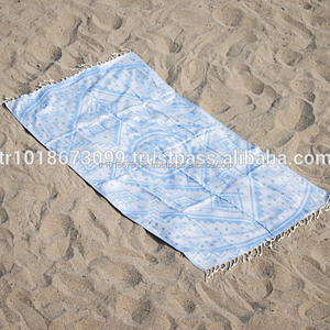 Navajo Pestemal Turkish Hammam Towel Turkey Wholesale - <b>Beach</b> Blanket/ Blue Color Jacquard Woven Collection Made in Turkey - Product Image 1