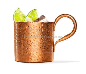 Taza martillada con cilindro de cobre 100% personalizable, metal brillante para bebidas y regalos, hecha en India - Product Image 5