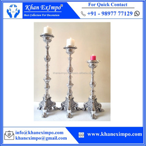 Soporte de Pilar barroco plateado de metal de aluminio hecho a mano con acabado de níquel y diseño en relieve para decoración de bodas - Product Image 5