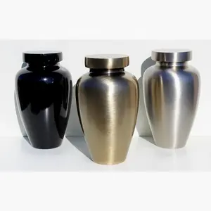 Premium Design Bulk OEM Customized High Quality Black Silver Gold Metal Spinning Stainless Steel Brass Cremation Urn for Pets
