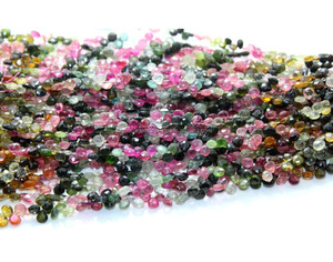 Cuentas de Turmalina Natural Multicolor de 8 Pulgadas, Forma de Corazón Facetado - Product Image 3