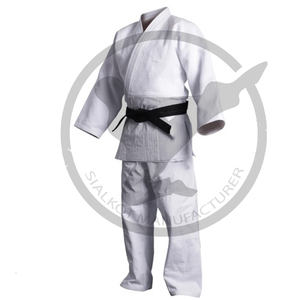 Conjunto de Kimono Jiu Jitsu brasileño con logotipo personalizado blanco 550 tejido perla CV 10 oz colocación de logotipo frontal - Product Image 1