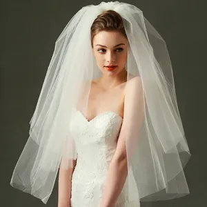 wholesale Classic Bridal plain puff veil supplier