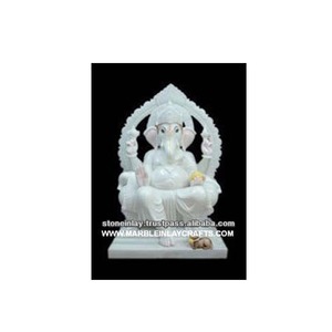 Estatua del Señor Ganesha, estatua de mármol blanco puro - Product Image 1
