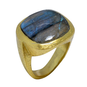 ธรรมชาติ Labradorite พลอยชุบทอง925เครื่องประดับแหวนเงิน - Product Image 1