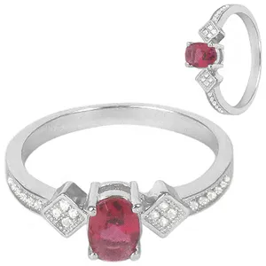 Standardised Smooth 925 Silver Ring Dyed Ruby With CZ Ring Fashionable Rings Jewellery Gift For Women and Girls