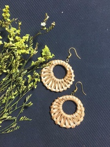 Hecho a mano de ratán pendientes/pendientes de mimbre arte joyería (Ms Sandy 0084587176063) - Product Image 5