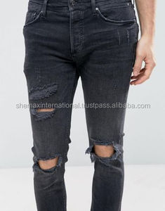 Shemax-Vaqueros ajustados con Rips en negro, lavado - Product Image 5