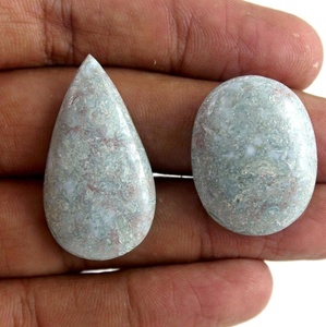 Hermosas Gemas Sueltas de Larimar Natural Azul Cielo de Grado AAA de 57 Quilates, 2 Piezas, Forma Ovalada de Pera, Cabujones Lisos al por Mayor - Product Image 2