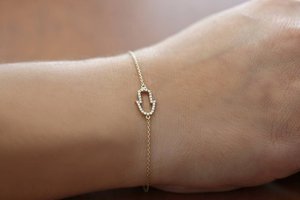 CZ Pave bisel diamante Hamsa mano pulsera de piedras preciosas de plata - Product Image 4