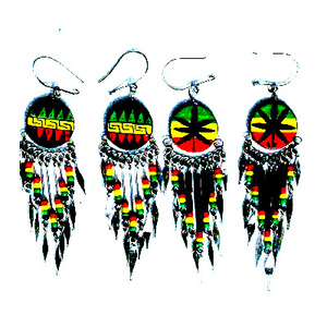 ต่างหูเปรูมือ Crafted ฮิปปี้เครื่องประดับการออกแบบชาติพันธุ์เครื่องประดับ Rasta Boy Marley ศิลปะการออกแบบขาย - Product Image 1