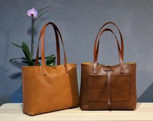 Tote bag en cuir de coton pour hommes, sac marron fait à la main AM-0002 - Product Image 2