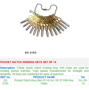 Ensemble de clés de remontage de montre de poche 14 GS 2183 Outils de réparation de bijoux - Product Image 2