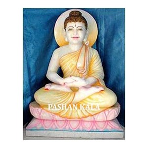 Moorti de Bouddha en marbre, fait main, coloré - Product Image 1