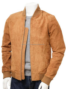 ISONZ-Chaqueta Bomber de ante bronceado para hombre, de cuero, zona - Product Image 3