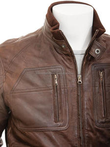 Chaqueta de bombardero de vuelo de cuero genuino de último diseño para hombres, precio al por mayor, estilo de motocicleta Woodland, oveja transpirable de invierno - Product Image 3