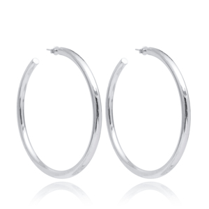Round <b>Rhodium</b> Plated 70 mm <b>Earring</b> Wholesale Handmade Turkish 925 Silver Sterling for Woman Jewelry - Product Image 1