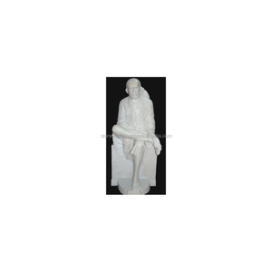 White Marble Sitting Sai Baba, Handicaraft Sai Baba God Statue - Product Image 1