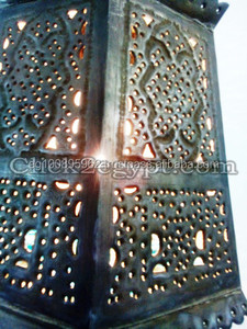 Zahereen B187 fait à la main en laiton lustre en cristal moderne Antique conception islamique grande chambre d'hôtel pendentif lumière soufflé à la bouche noir - Product Image 3