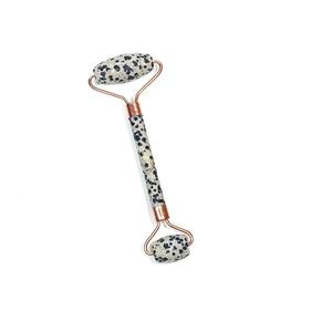 Rodillo de masaje de alta calidad dálmata jaspe masaje facial rodillo de cristal natural productos faciales rodillo 4 a 5 pulgadas mayorista - Product Image 1