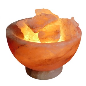 Lampe à sel en forme de bol de style Feng Shui écologique avec cordon de gradateur sculpté en morceaux de sel naturel-Sian Enterprises - Product Image 2