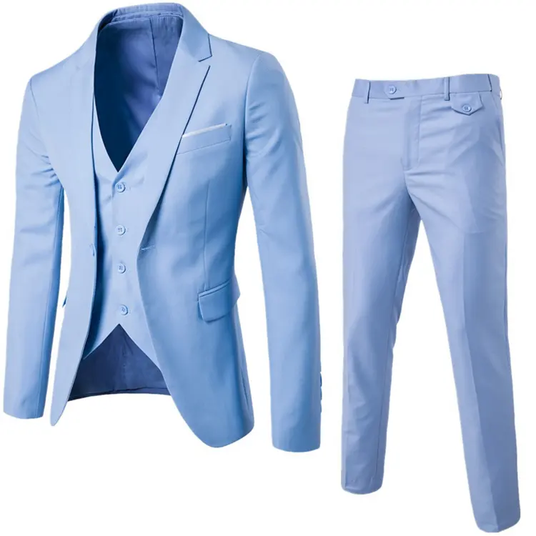 Hot Sales 9 Colors Men Slim Fit One botton Wedding Suit (Blazer+Pants+Vest) 3 Pieces Men Business Formal Suit