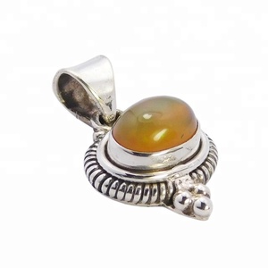 Colgante elegante de joyería fina de Plata de Ley 925 con piedras preciosas de ópalo etíope colgantes y dijes chapados en oro - Product Image 1