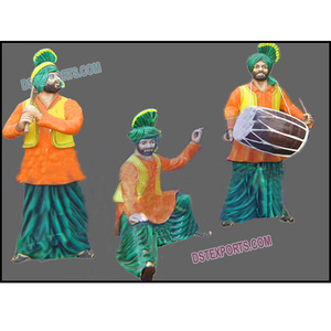 Traditionnel Rangla Punjab FRP Statues Punjabi Cultural Bhangra Statue Jatt avec Dhol Statues Mariage Entrée Décor Australie - Product Image 1