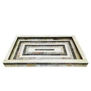 Bandeja de Incrustaciones de Hueso Marroquí, Bandeja de Servir con Incrustaciones de Hueso Marfil - Product Image 2