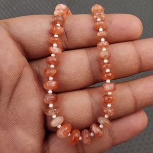 Pierre de soleil naturelle en forme de rondelle lisse faite à la main faisant des bijoux belles perles fabricant en gros - Product Image 4