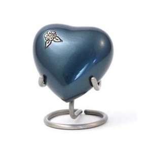 Memorial Platinum Blue Heart Engraved with Stand Keepsake Pets Cremation Urns with Stand for Funeral Ashes Metal Brass/Aluminum - Product Image 1