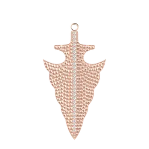 Pendentif à breloques en or Rose 14K, Design populaire, pointe de flèche en diamant, Texture dorée - Product Image 1
