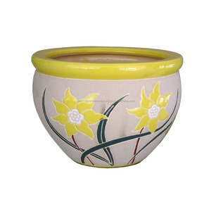 Mini White Glazed Ceramic Indoor Garden <b>Planter</b> Set round Pattern Flower <b>Pots</b> for Home or Office Floor Usage - Product Image 1
