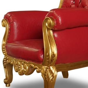 เก้าอี้บัลลังก์หลังสูงทำจากไม้สีแดงแบบโบราณสไตล์งานแต่งงานหรูหราทันสมัยพร้อมงานเลี้ยงสีทองเฟอร์นิเจอร์โรงแรม - Product Image 6