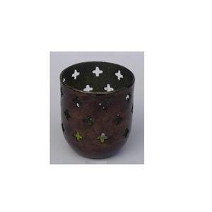 Votivo de Metal de alta calidad hecho en hierro dos tonos latón antiguo patrón de flores cruzadas soporte de luz de té portavelas para decoración del hogar - Product Image 2