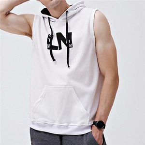 Wholesale Men's <b>Sleeveless</b> Streetwear <b>Hoodie</b> Pullover Plain Lined Knitted <b>Hoodie</b> Anti-Shrink Waterproof Features Winter Print - Product Image 3