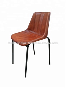 Chaise de Restaurant en cuir marron industriel, chaise de Restaurant en fer et en cuir industriel - Product Image 2