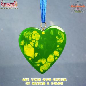 Adornos de Navidad de resina acrílica hechos a mano, corazón de mármol y vidrio plano verde, adornos de Navidad - Product Image 5