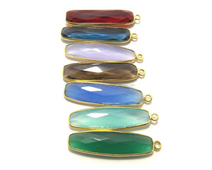 Handmade Vintage Druzy Connectors Natural Quartz Baguette CZ Bezel Set in Gold Plating Faceted Gemstone Brass Material - Product Image 3