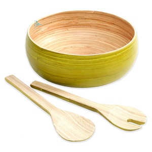 Cuenco de bambú en espiral con pintura brillante, cuenco de bambú para ensalada - Product Image 3