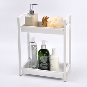 2 Tier Flat Metal Wire Design Storage <b>Rack</b> with <b>Plastic</b> Tray - Product Image 2