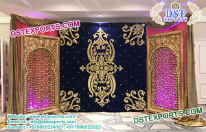 <span class=keywords><strong>Tende</strong></span> e Drappeggi Dorati Scintillanti, Bellissimo Sfondo per Palcoscenico Mehndi, Fondale per Matrimonio Indiano Reale - Product Image 3
