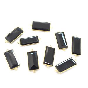 Black Onyx Rectangle Shape 925 Sterling Silver Bezel Gold Plated Connector Handmade Jewelry Making - Product Image 4