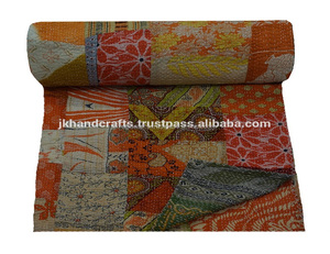 Queen Size Vintage Kantha Quilts Couverture Kantha Patchwork Réversible - Product Image 4