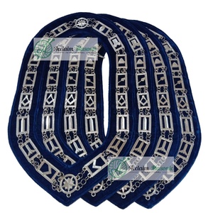 Collier de chaîne d'artisanat Regalia pour officiers d'artisanat maçonnique en métal avec technique de placage Badge à coudre Décoration en strass - Product Image 6