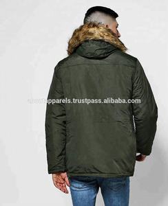 2021 moda personalizada hombres media cremallera poliéster Anorak chaquetas cortavientos estilo clásico impermeable abrigo de invierno capucha bolsillo de piel - Product Image 2