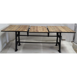 Table à manger industrielle antique en fonte ajustable et extensible en bois de manguier Café Restaurant Banquet Bureau Conférence Maison Table à manger - Product Image 4